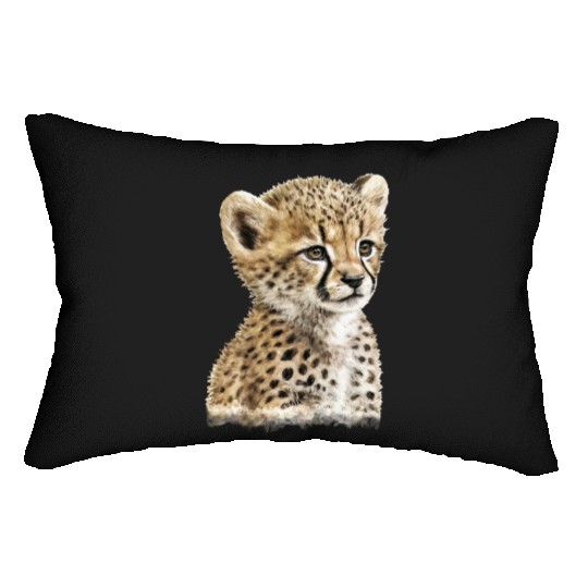 Baby Cheetah Watercolor Painting Portrait Lumbar Pillows