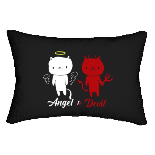 Angel And Devil Cat Lumbar Pillows