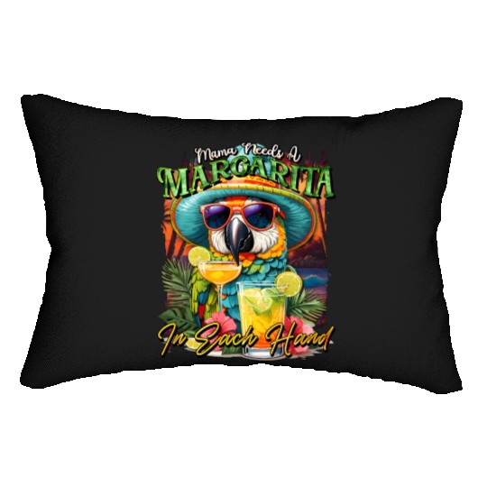 Balanced Diet is A Margarita in Eachs Hands Parrot Lumbar Pillows