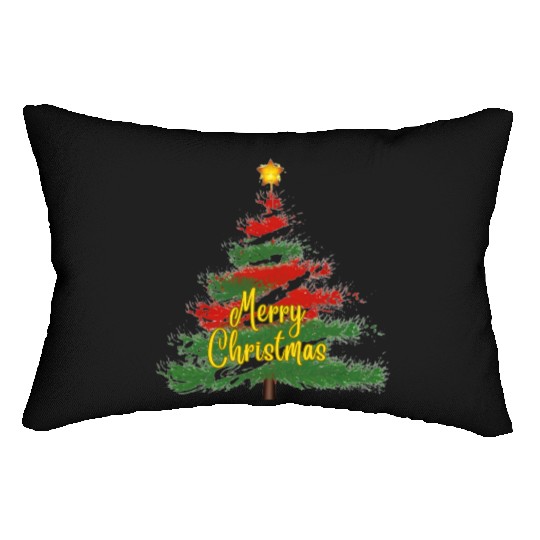Watercolor Christmas Tree Lumbar Pillows