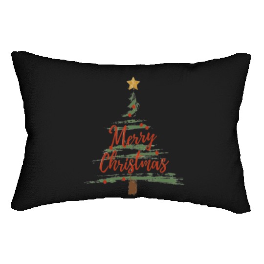 Watercolor Christmas Tree Lumbar Pillows