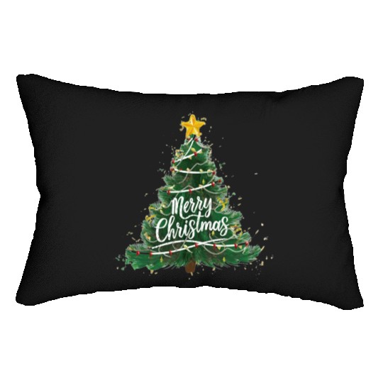 Watercolor Christmas Tree Lumbar Pillows