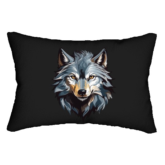Majestic Wolf Face Illustration Lumbar Pillows