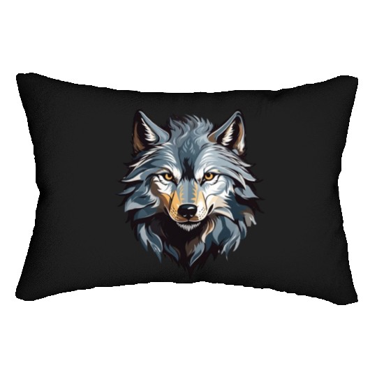 Majestic Wolf Face Illustration Lumbar Pillows