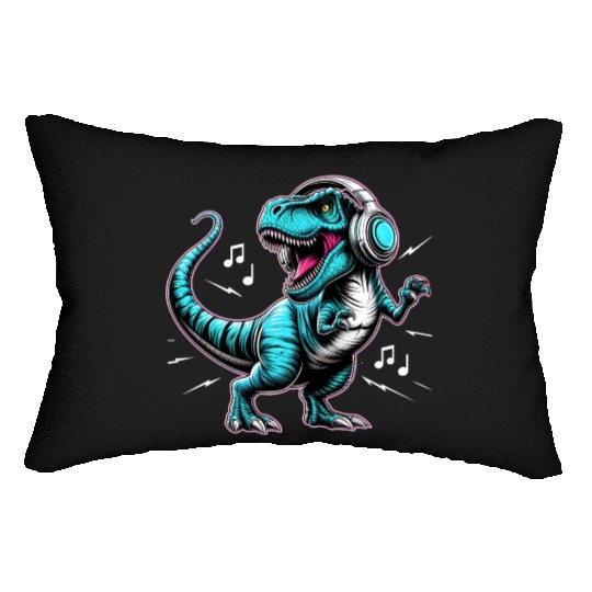 Dancing Tyrannosaurus Rex with Headphone Lumbar Pillows