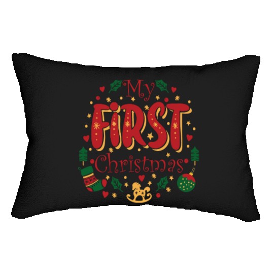 My First Christmas, Infant Baby Cute 1st Christmas Lumbar Pillows