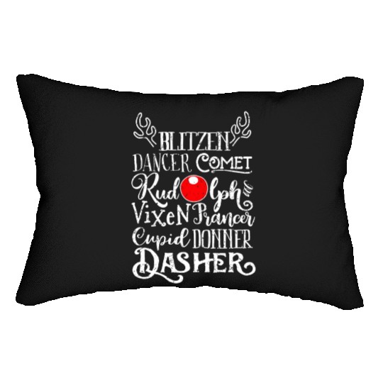 Santa's Reindeer Rudolph List Christmas Themed Mem Lumbar Pillows