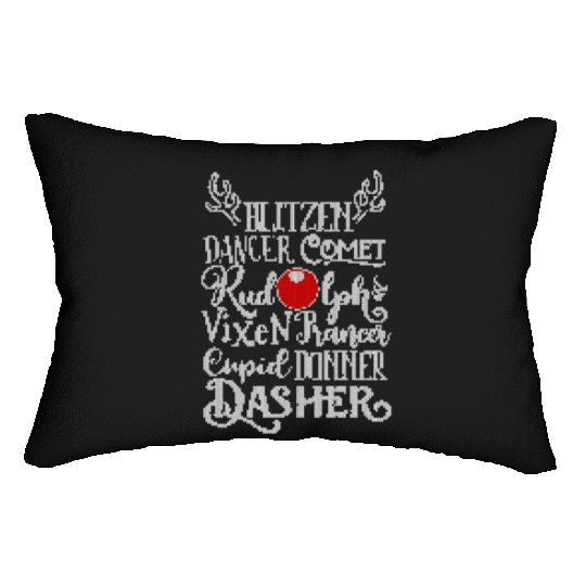 Santa's Reindeer Rudolph List Vintage Christmas Me Lumbar Pillows