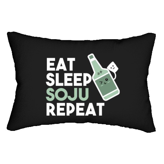 Eat Sleep Soju Repeat Funny Soju Drinking Korean Lumbar Pillows