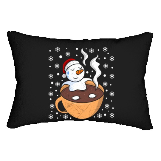 Snowman Hot Cocoa Snowmen Swimming in Hot Lumbar Pillows