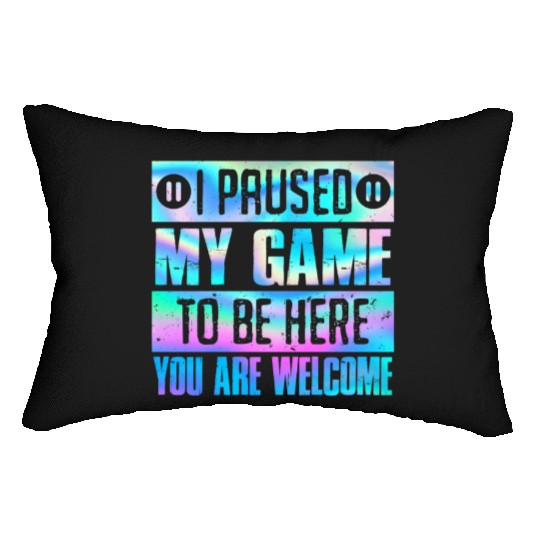 Video Player Addicted I Paused My Game to be Here Lumbar Pillows