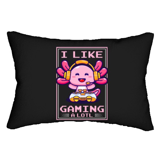 Gaming, Axolotl, Gaming, Video Game, Unicorn Gamer Lumbar Pillows