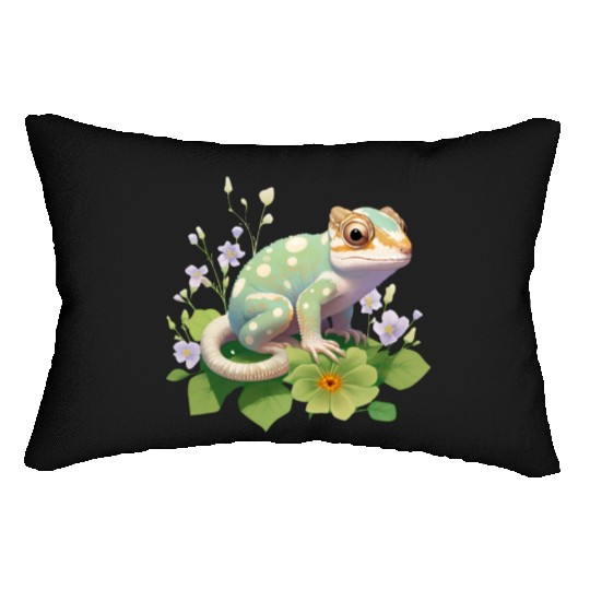 Cute Chameleon for Lizard Pet Lover Lumbar Pillows