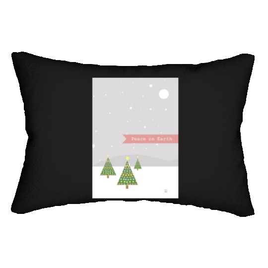 Peace On Earth Christmas Trees Falling Snow Winter Lumbar Pillows