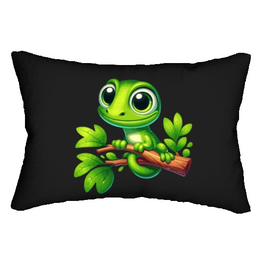 Green Anole Lizard Lumbar Pillows