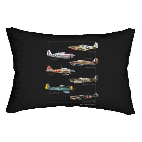 WW2 Fighter Aircraft Warbirds Lumbar Pillows