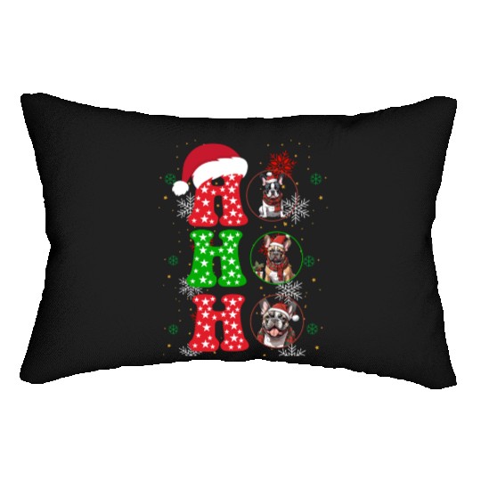 hohoho french bulldog christmas santa claus Lumbar Pillows