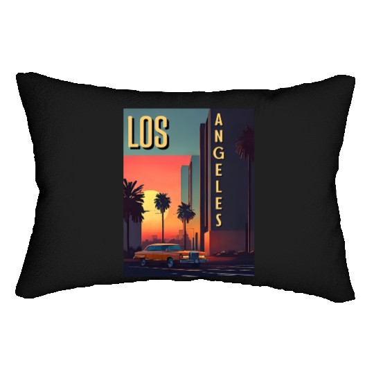Vintage car in Hollywood Los Angeles Lumbar Pillows