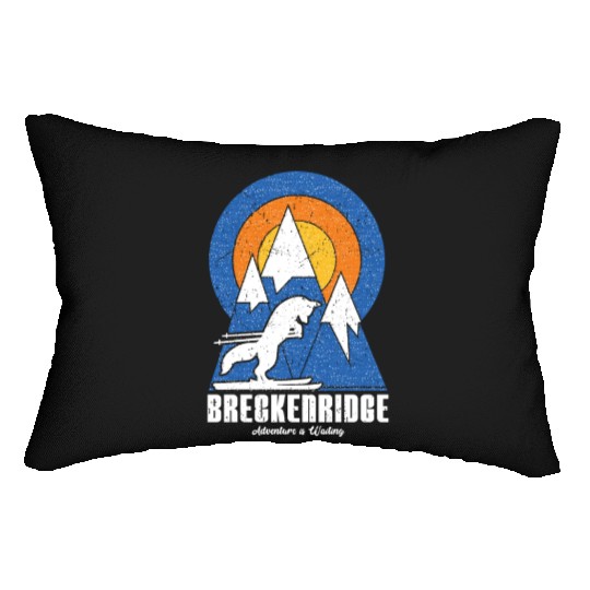 Retro Breckenridge Ski White Fox Lumbar Pillows