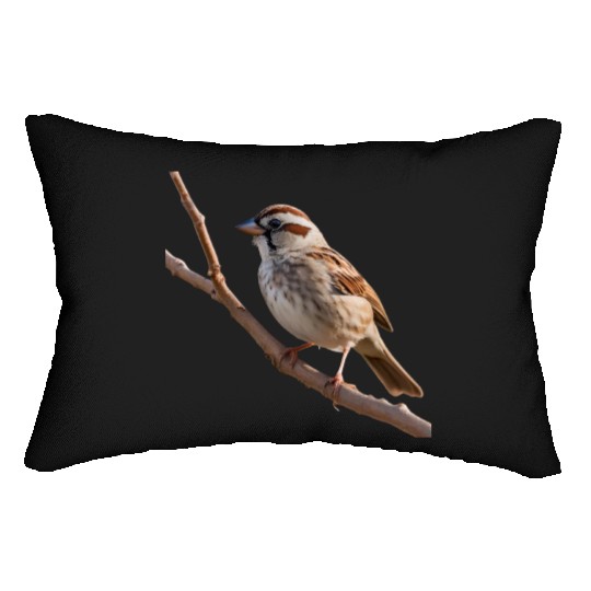 A close-up photo of a cute sparrow bird. Lumbar Pillows