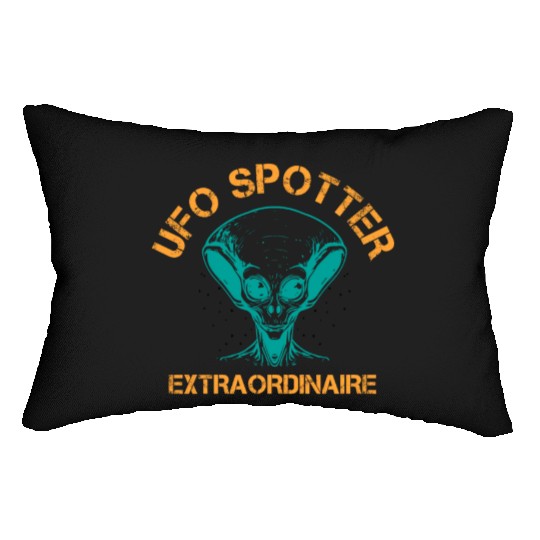 Alien, Aliens, UFO, UAP, Space Unknown Flight Lumbar Pillows