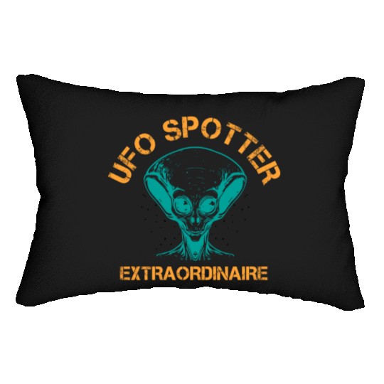 Alien, Aliens, UFO, UAP, Space Unknown Flight Lumbar Pillows