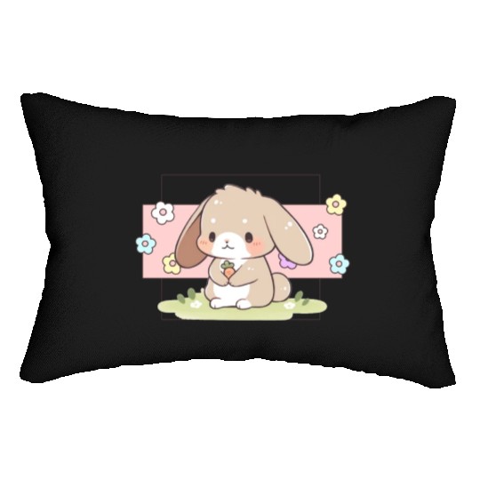 Kawaii Bunny Pastel Sweet Chibi Bunny Cute Aesthet Lumbar Pillows