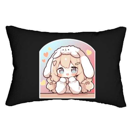 Kawaii Bunny Chibi Girl Sweet Decora Pastel Cute A Lumbar Pillows