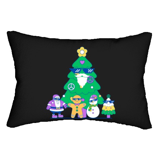 Santa snowman tree funny Christmas day Lumbar Pillows