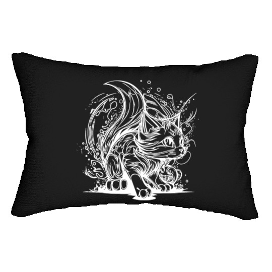 Cute Little Space Cat In Splash Style Lumbar Pillows