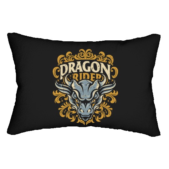 Dragon Rider - Epic Typography Design Lumbar Pillows