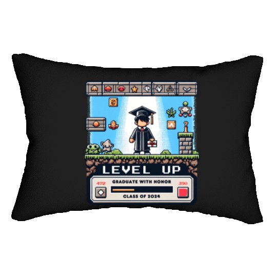 Pixel Perfect Grad: Level Up - Class of 2024 Lumbar Pillows