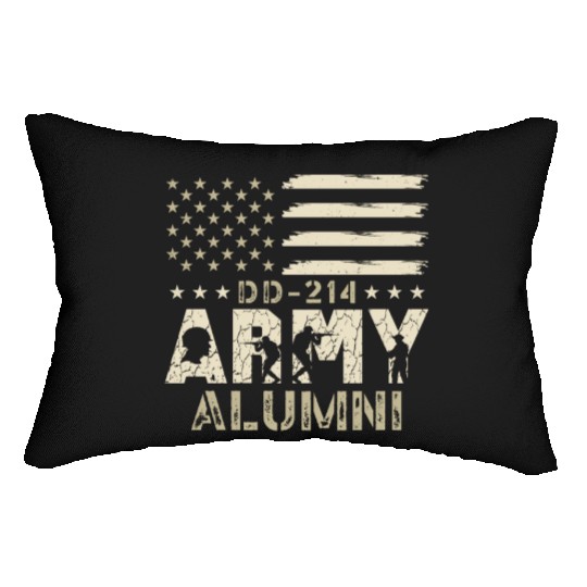 DD-214 Army Alumni Military US Flag Veteran USA Lumbar Pillows