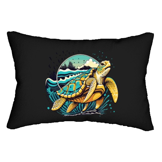 green sea turtles Lumbar Pillows