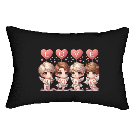 Cute Cupid Cherub Angel Low Poly Valentine's Lumbar Pillows