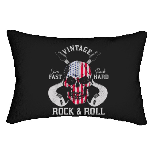 Rock & Roll Guitar Skull USA Flag Gift Lumbar Pillows