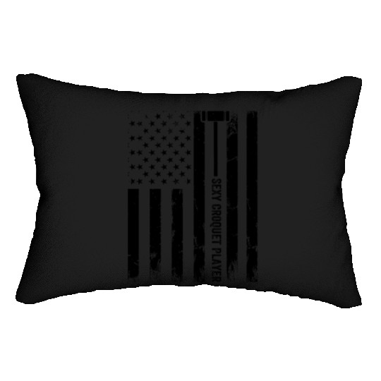 Croquet US Flag Sexy Croquet Player Lumbar Pillows