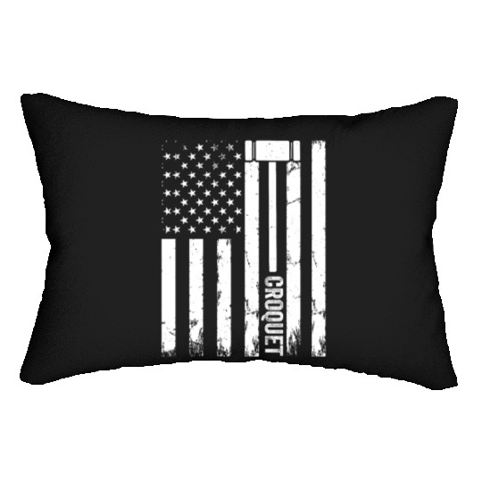Croquet Player US Flag Croquet Lumbar Pillows
