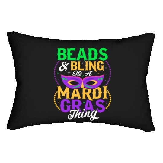 Beads & Bling It's A Mardi Gras Thing Carnival Par Lumbar Pillows
