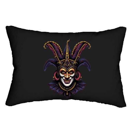 Mardi Gras Costume Jester Clown Carnival Street Lumbar Pillows