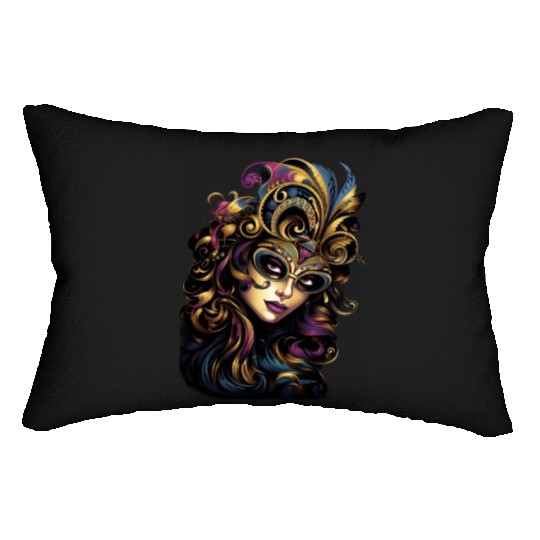Mardi Gras Women Mardi Gras Mask Carnival Street Lumbar Pillows