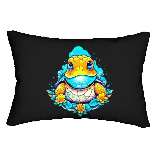 Lizard sitting on top of flowers Lumbar Pillows