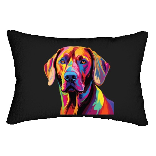 Watercolor Colorful Rhodesian Ridgeback Lumbar Pillows
