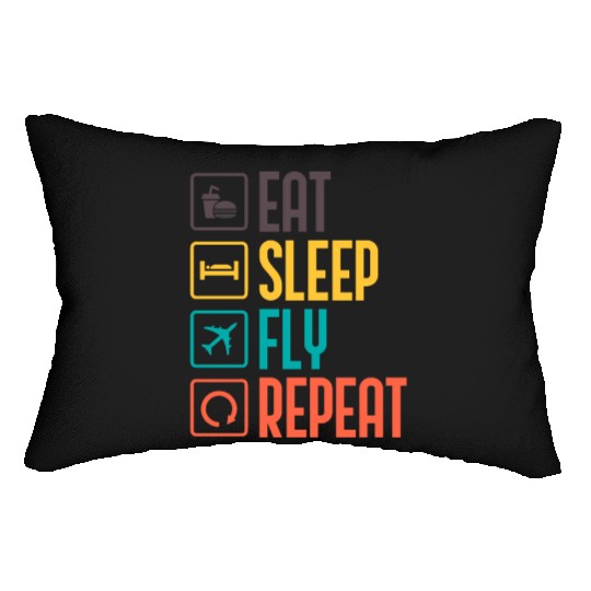 eat sleep fly repeat funny Aerospace engineer Lumbar Pillows