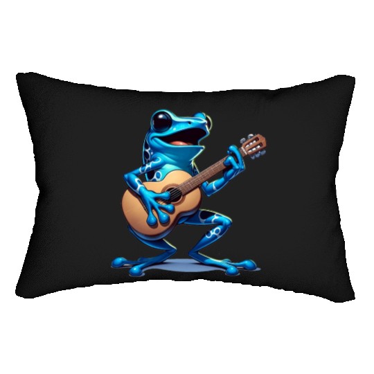 Poison dart frog guitar Lumbar Pillows