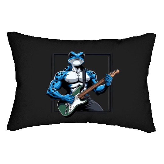 Poison dart frog guitar Lumbar Pillows