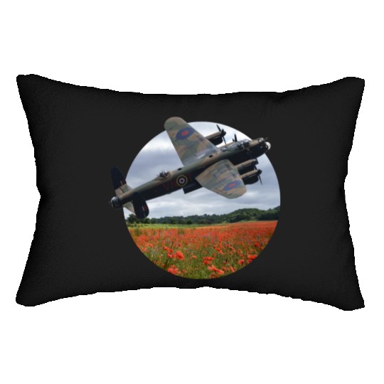 Avro Lancaster Bomber Over A Poppy Lumbar Pillows