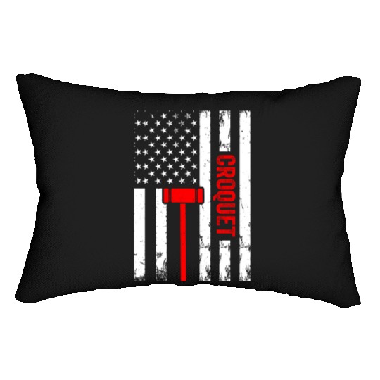Croquet US Flag Croquet Player Lumbar Pillows
