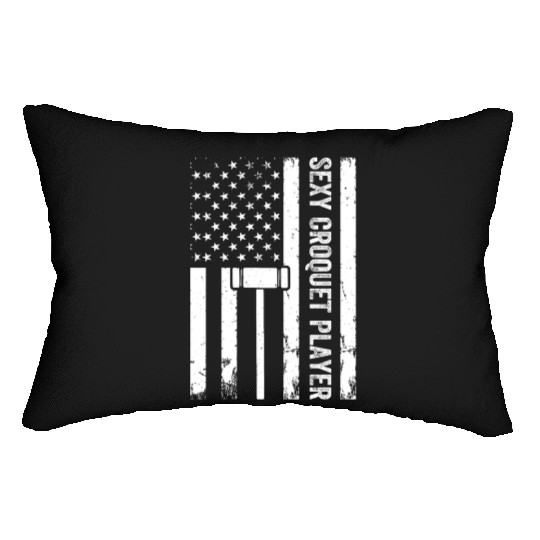Playing Croquet US Flag Sexy Croquet Player Lumbar Pillows
