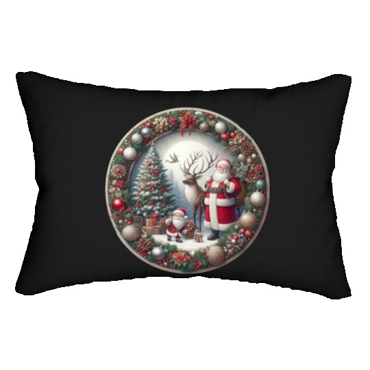 Happy Santa Claus: Traditional Christmas Image Lumbar Pillows